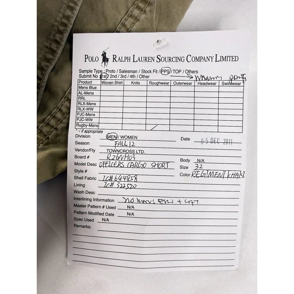 Vintage NWT Polo Rugby Ralph Lauren Officer Cargo Shorts Sand Tan